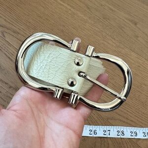 Pelletteria G4 Women’s Genuine Leather Belt - 34” - Cream & Silver - EUC